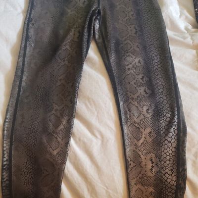 SPANX Faux Leather Shiny LEGGINGS Sz Medium Black, Snake, Leopard. Four Pair